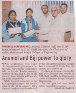 Honoring Champion Published in THE HINDU on April 12, 2009