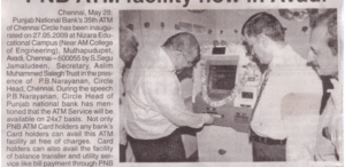 PNB ATM Facility Published in TRINITY MIRROR on May 28, 2009