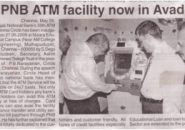 PNB ATM Facility Published in TRINITY MIRROR on May 28, 2009