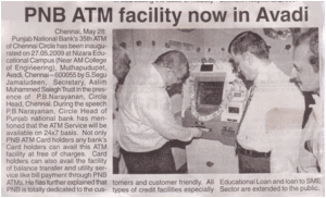 PNB ATM Facility Published in TRINITY MIRROR on May 28, 2009