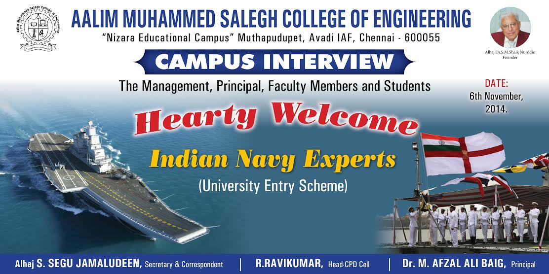 Indian Navy Campus Interview To Aalimec