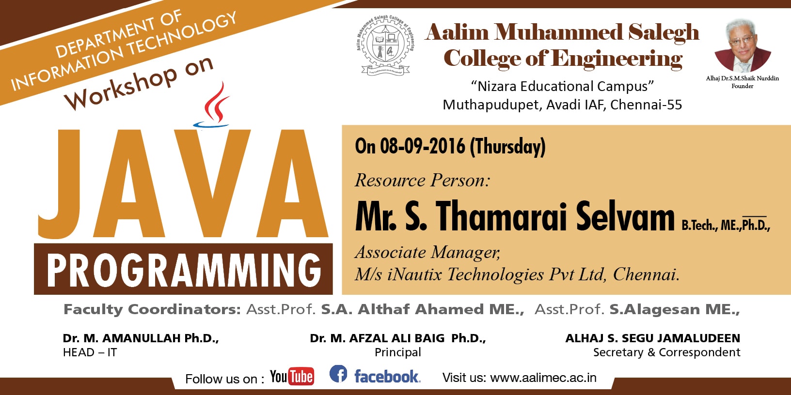 workshop on java programming at AMS college of engineering