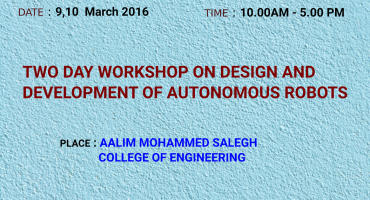 Two day workshop on Design and Development of Autonomous Robots