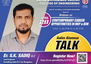 Alumni Talk on “Contemporary Career Opportunities in MEP & BIM”