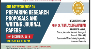 One day Workshop on PREPARING RESEARCH PROPOSALS AND WRITING JOURNAL PAPERS
