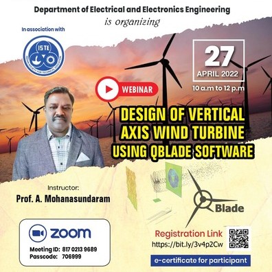Design of Vertical Axis Wind Turbine using QBLADE Software
